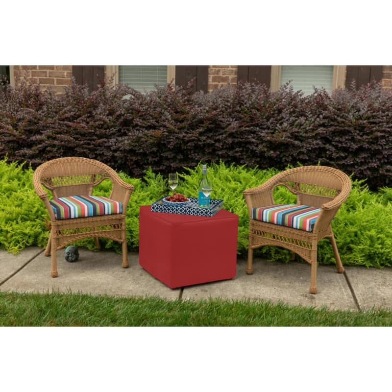 Sunbrella Stripe Fabric 1-Piece Indoor/Outdoor Wicker Seat Pad Cushion, 19.5"W x 19.5"L