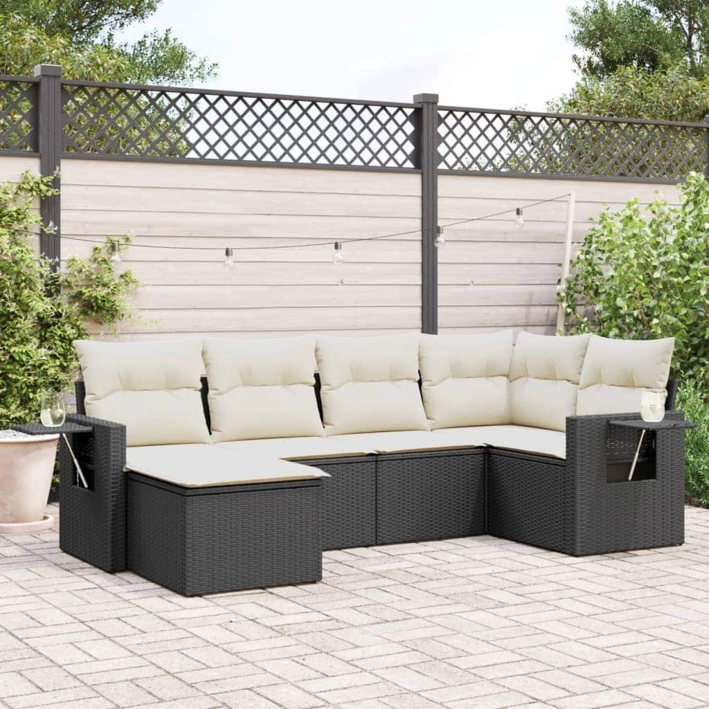 vidaXL Garden Sofa Set Black - 21.7 x 21.7 x 14.6