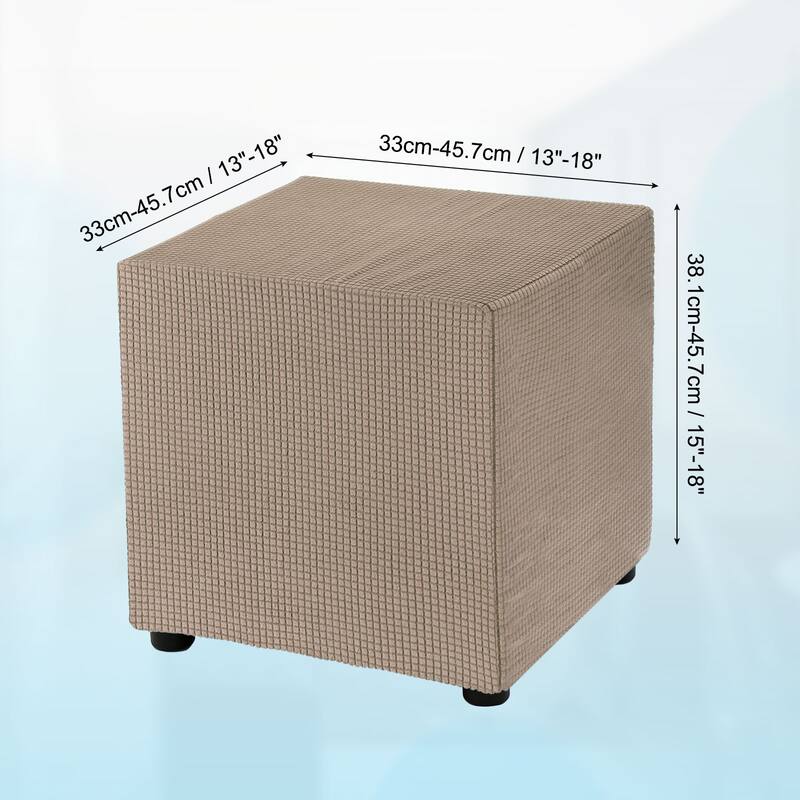 Square Ottoman Cover 18x18x18 inch Polyester Ottoman Slipcovers - Light Brown