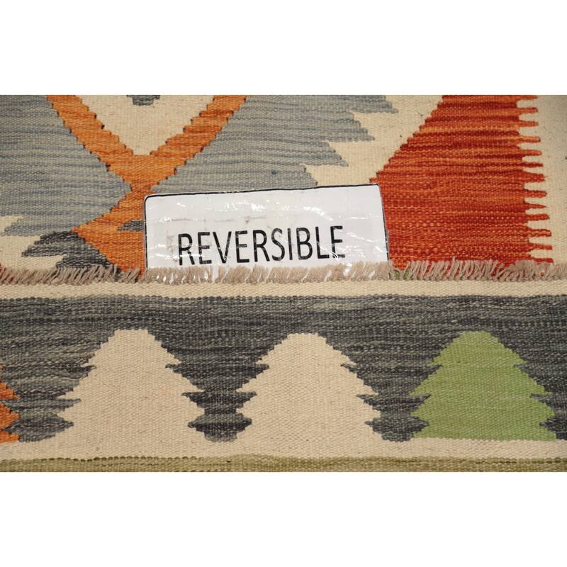 Hand Woven Oriental 100% Wool Carpet Southwestern Tribal Oranges & Rust Kilim Area Rug - 9' 8'' X 6' 5''