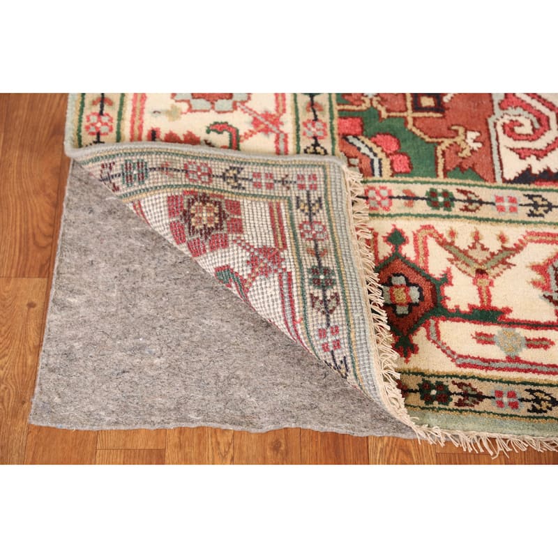 Light Blue Medallion Heriz Serapi Indian Rug Hand-Knotted Wool Carpet - 7'11" x 9'10"