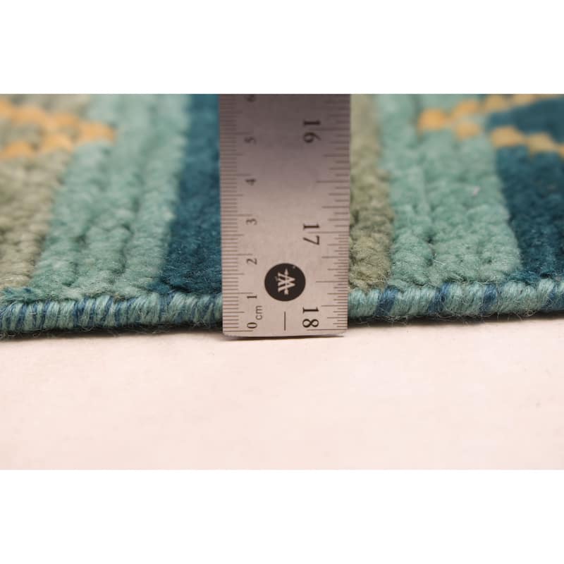 ECARPETGALLERY Hand-knotted Pak Finest Marrakesh Teal Wool Rug - 4'4 x 12'4