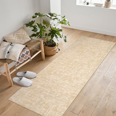 Modern Abstract Area Rug for Living Room, Throw Floor Carpet for Home Décor, Beige - 2' x 3'