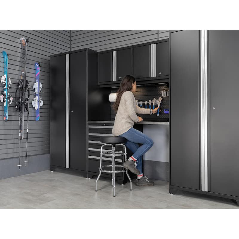 NewAge Products Pro Series 84" Slatwall Backplash - Black Diamond Plate