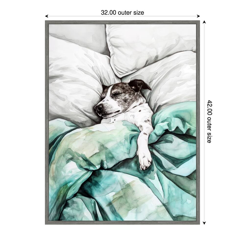 Dogs Life Tucked In by Justyna Jaszke Framed Canvas Wall Art