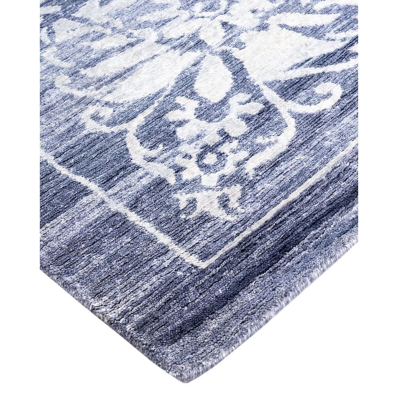 Modern One-of-a-Kind Hand-Knotted Area Rug, Blue - 9' 2" x 12' 3"