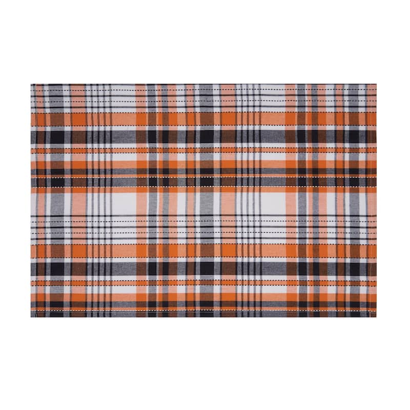 Zelda Orange and Black Plaid Halloween Kitchen Towel