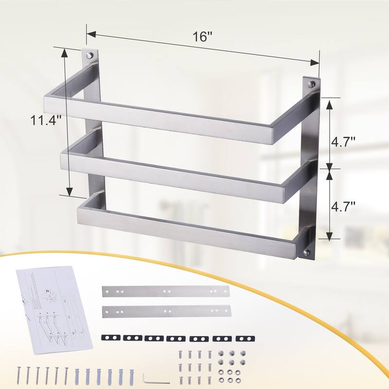 WOWOW Modern Wall-Mounted Stainless Steel Tiered Three-Tier Towel Rack