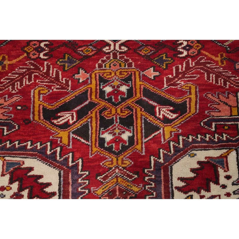 Hand Knotted Oriental 100% Wool Carpet Traditional Medallion Red Heriz Area Rug - 10' 5'' X 7' 3''