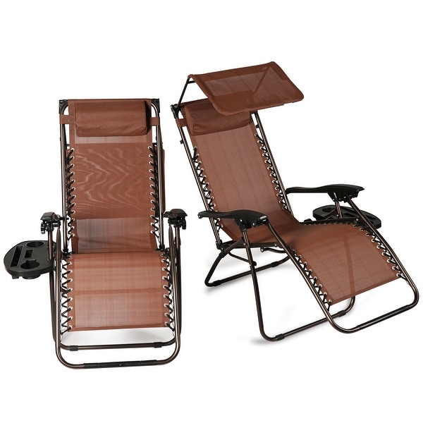 2 pack 350 LB Heavy duty Zero Gravity Chair Folding Recliner Patio cup holder