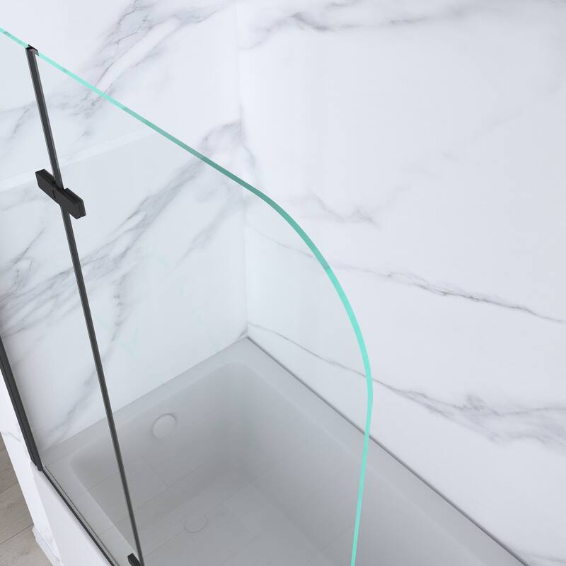 39 in. W x 55 in. H Pivot Tub Door in Matte Black with Clear Tempered Glass