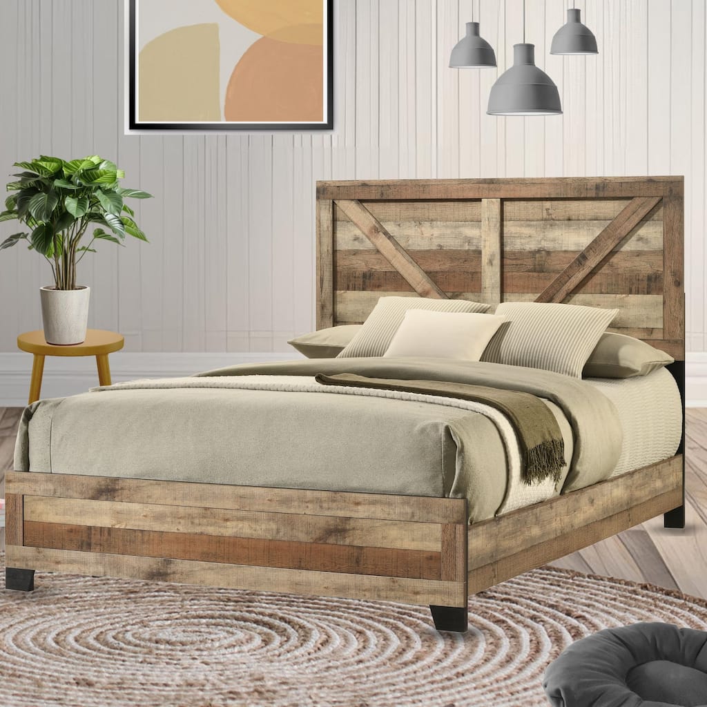 Biloxi Antique Natural Wood Slim Profile Bed
