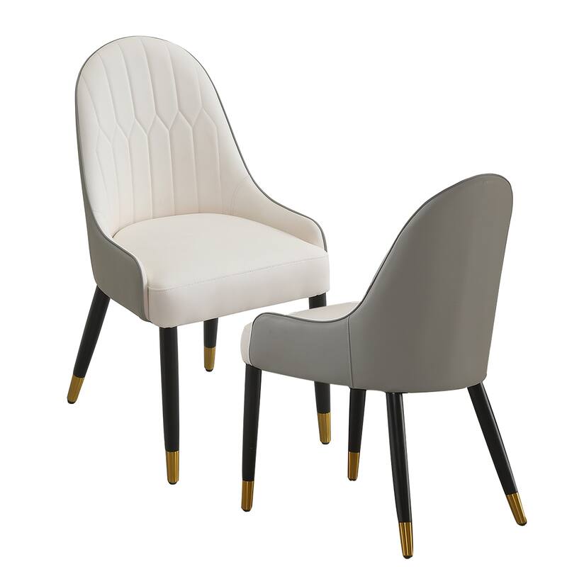 PU-Leather Chairs with Metal Legs & Backrest,Set of 2