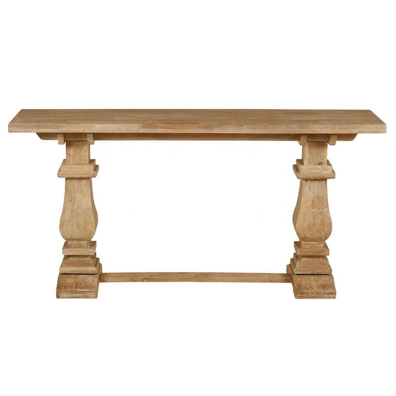 Charleston 63-inch Double Pedestal Mango Wood Console Table - Washed White