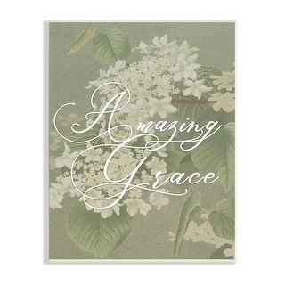 Stupell Amazing Grace Phrase Vintage White Flower Blossoms Wood Wall ...