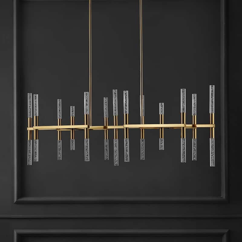 SAFAVIEH Couture Mariet Art Deco Acrylic Tube Chandelier - 50 In. W x 15.5 In. D x 25.5 /49.5 In. H - 48"W x 21"D x 18"H