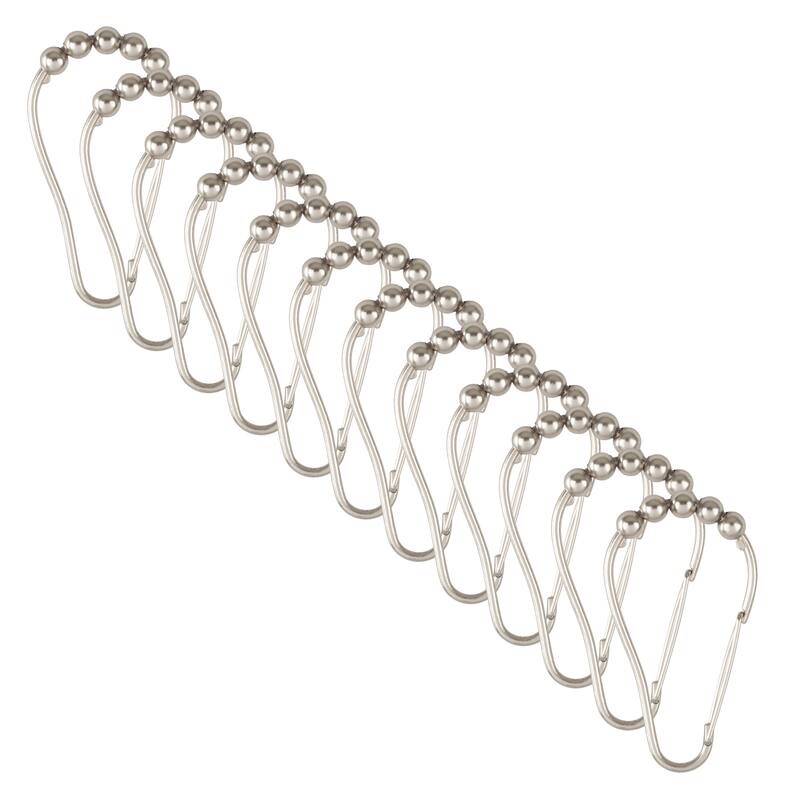 Bath Bliss 12 Pack Carabiner Shower Curtain Roller Rings in Chrome - Satin