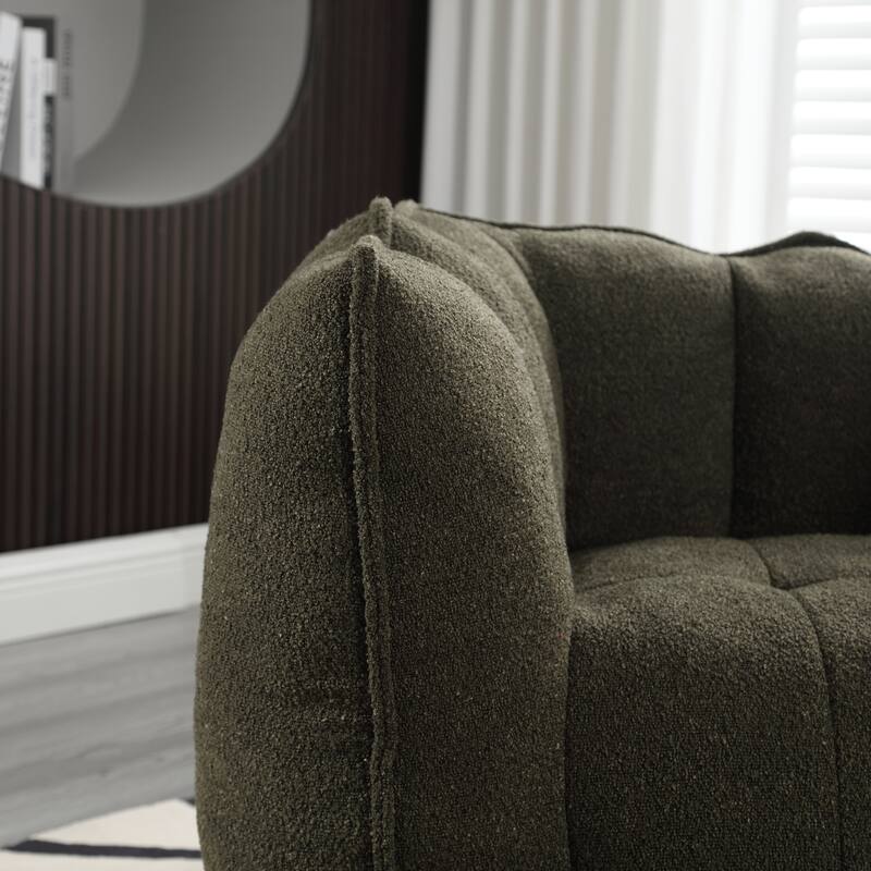 Modern Chenille Bean Bag Chair with Ottoman, Set of 1