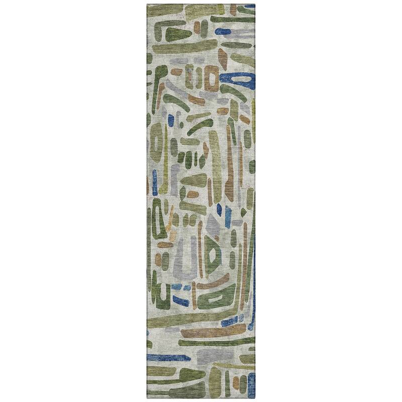 Machine Washable Indoor/ Outdoor Global Geo Chantille Rug