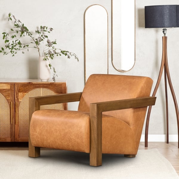 Poly & Bark Giza Lounge Chair - Italian Genuine Leather - On Sale