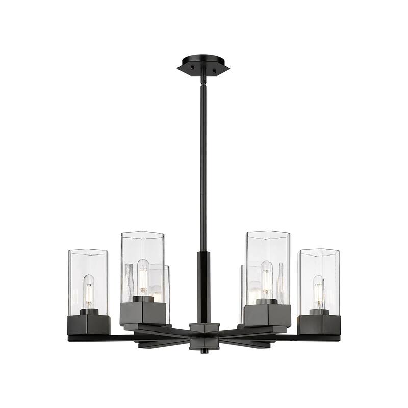 Innovations Lighting Claverack - 6 Light 9" Stem Hung Chandelier - Clear/Matte Black