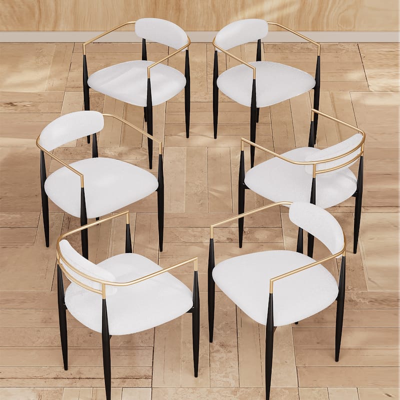 Mordern Fort 6-Piece Boucle Dining Chairs Set, Boucle Accent Arm Chair