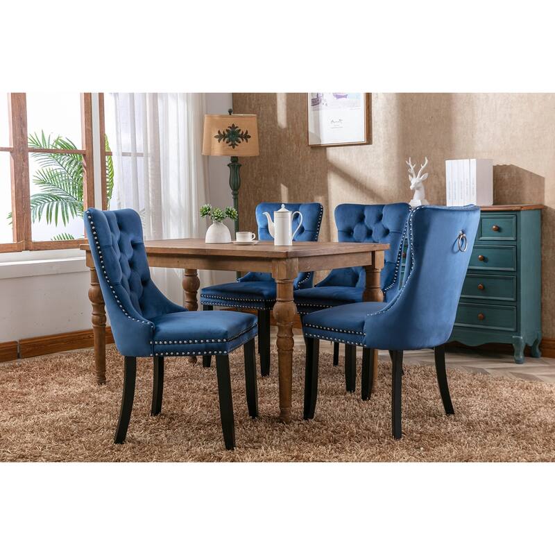 Tufted Solid Wood Velvet Upholstered Dining Chair