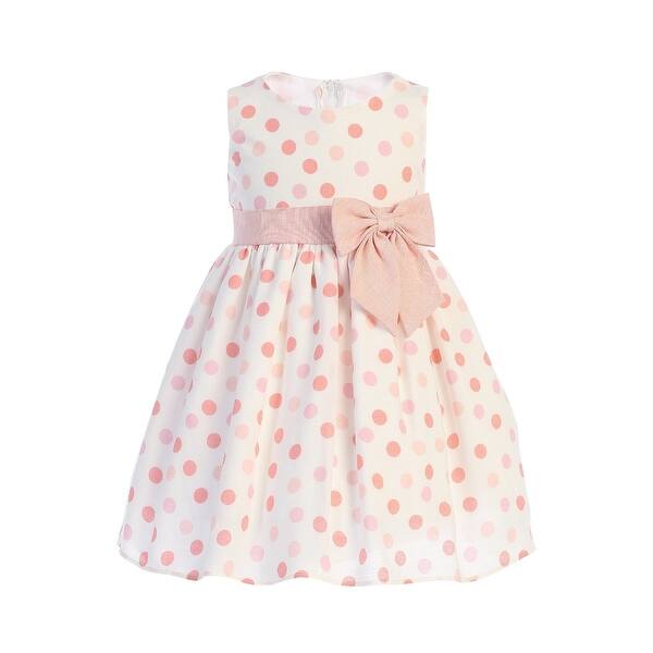 Shop Lito Baby Girls Peach Polka Dots Bow Sleeveless Rayon Easter Dress On Sale Overstock 28755905