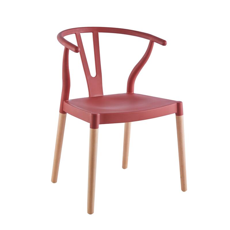 Porthos Home Lyra Plastic Dining Chairs with Beechwood Legs, Set of 2