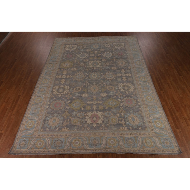Oushak Turkish Large Area Rug Vegetable Dye Hand-Knotted Wool Carpet - 10'3"x 13'8"