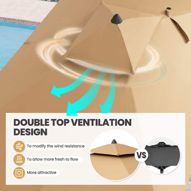 11-Piece Outdoor Dining Set 8 Stackable Chairs and Aluminum Table w/ 10 ft Umbrella and Base Stand