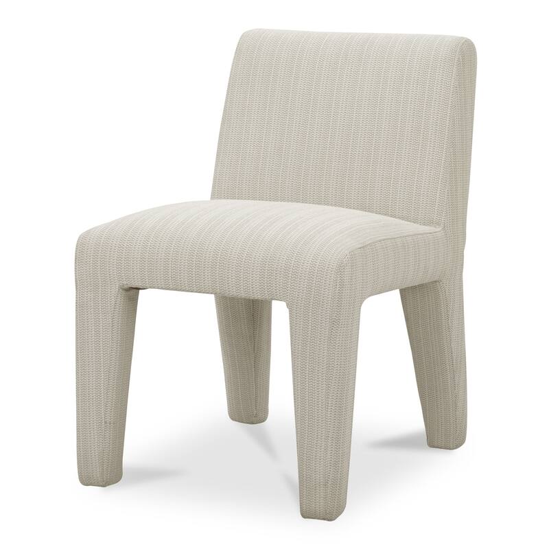 NADAAL STUDIOS Elion Dining Chair, Overly Padded Design, Aluminum Frame, Cream Olefin Fabric