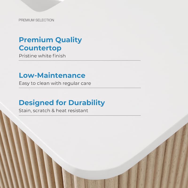 Amara 36 in. Sahara Birch Vanity with White Top and Brushed Gold Hardware