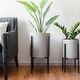preview thumbnail 2 of 7, Tania Grey Metal Mid-century Modern Planters (Set of 2) - 23' x 12.5'