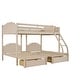 preview thumbnail 6 of 16, Full Over Twin & Twin Bunk Bed Velvet Triple Bunk Bed with Drawers and Guardrails, Beige