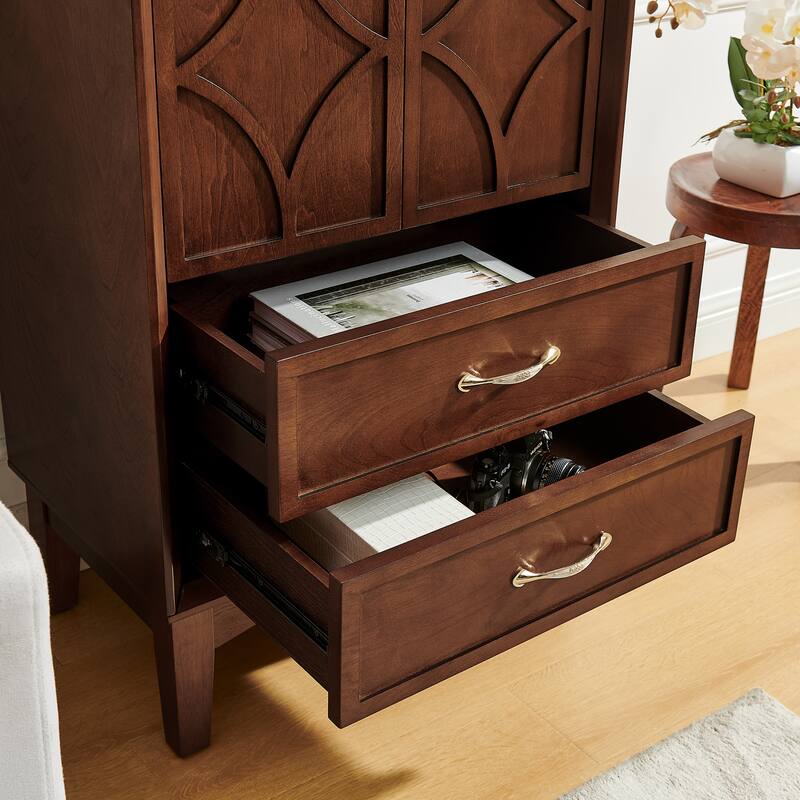 Rossetta Mid Century Modern Vintage Kitchen Pantry Storage Cabinet