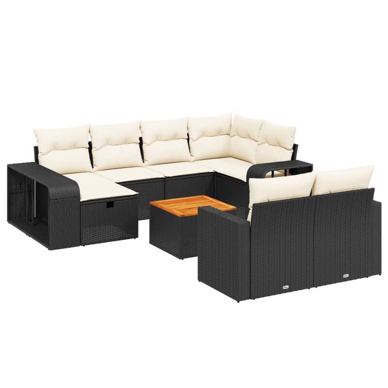 vidaXL Garden Sofa Set Black/Gray - 24.4 x 25.8 x 27.2