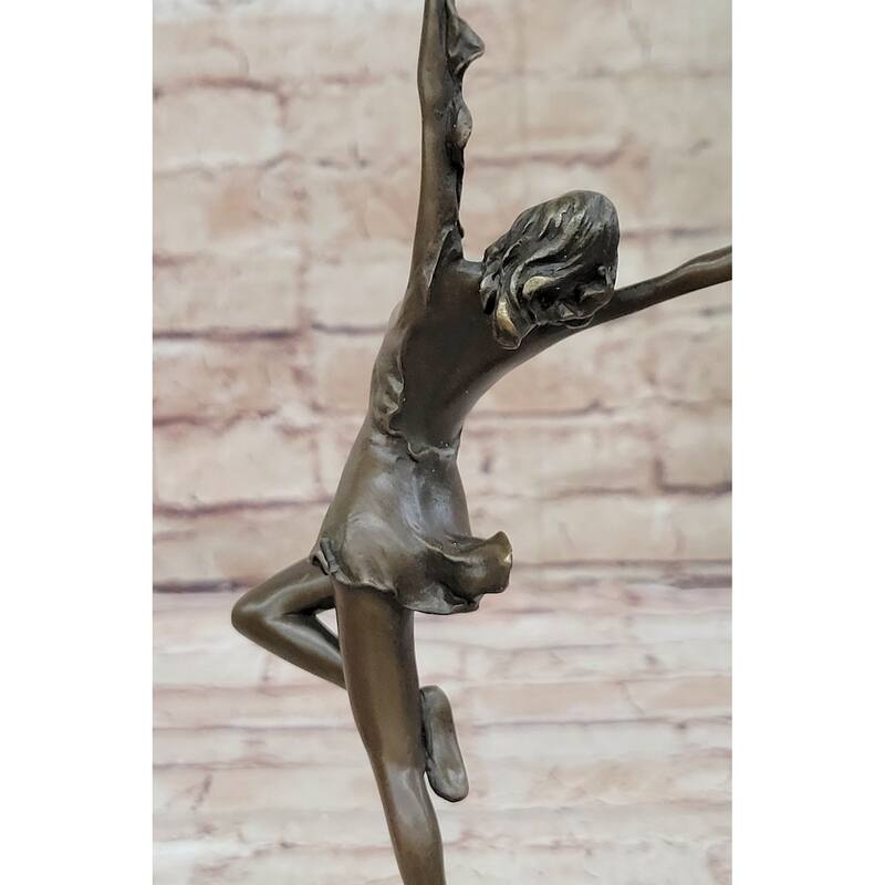 Girl Dancing With Birds Bronze Metal Statue Sculpture Original Art Marble Base