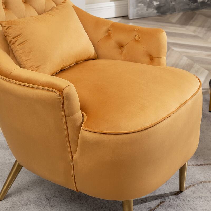 KINWELL Tufted High Wingback Accent Chairs Velvet Armchairs, Set of 2