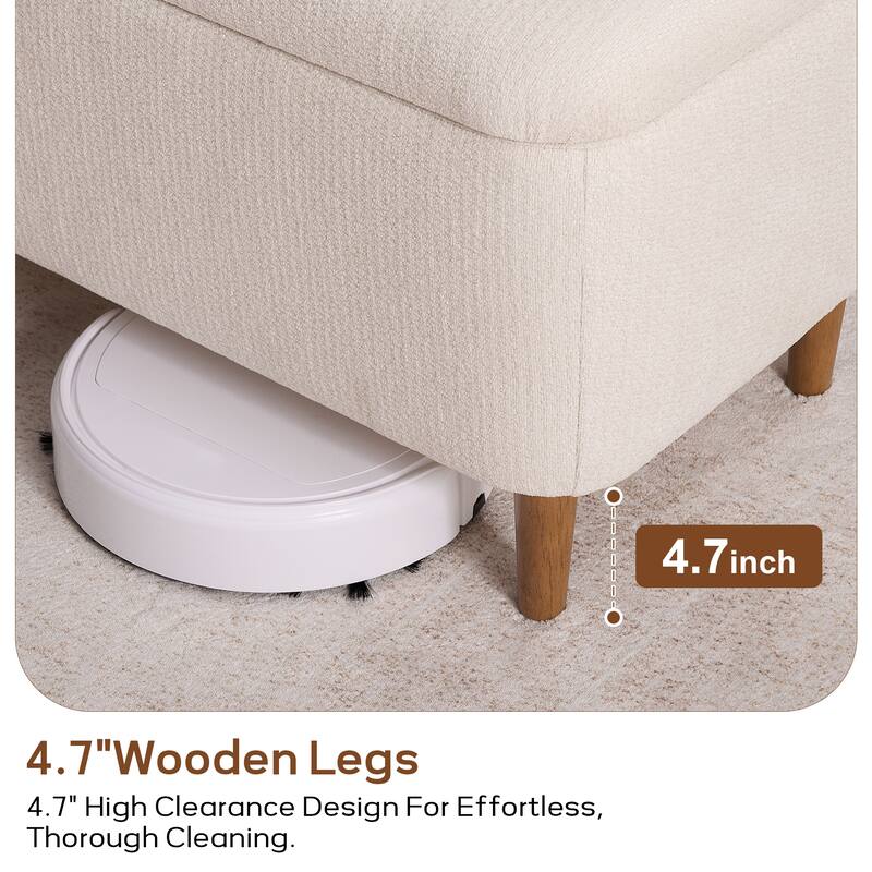 39in Soft Chenille Fabric Storage Ottoman Bench for Bedroom / Entryway Bed Foot / Living Room，Upholstered Entryway Bench