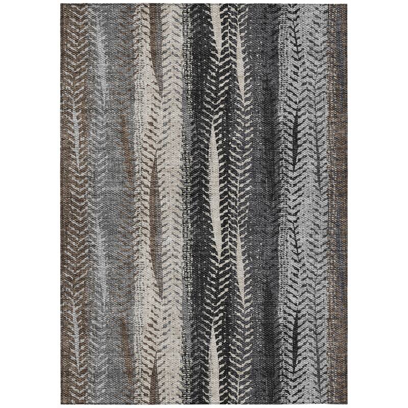 HomeRoots Botanical Leaves Transitional Rectangle Outdoor Rug