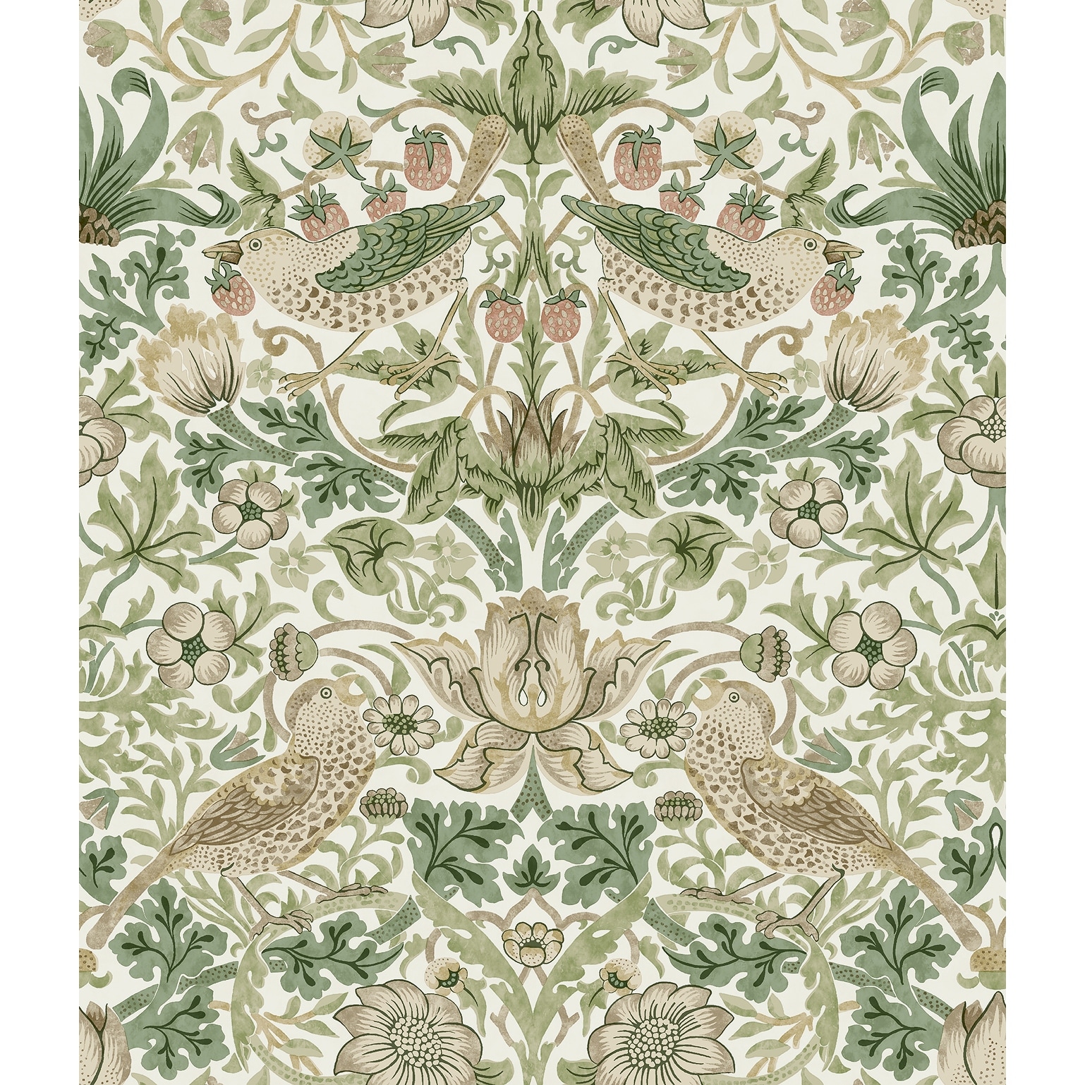 Strawberry Thief Fennel Peel and Stick Wallpaper