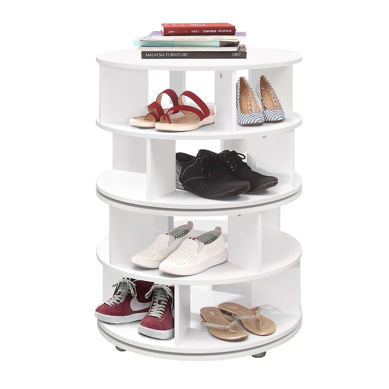 Revolving Shoe Rack Storage Organizer (White)