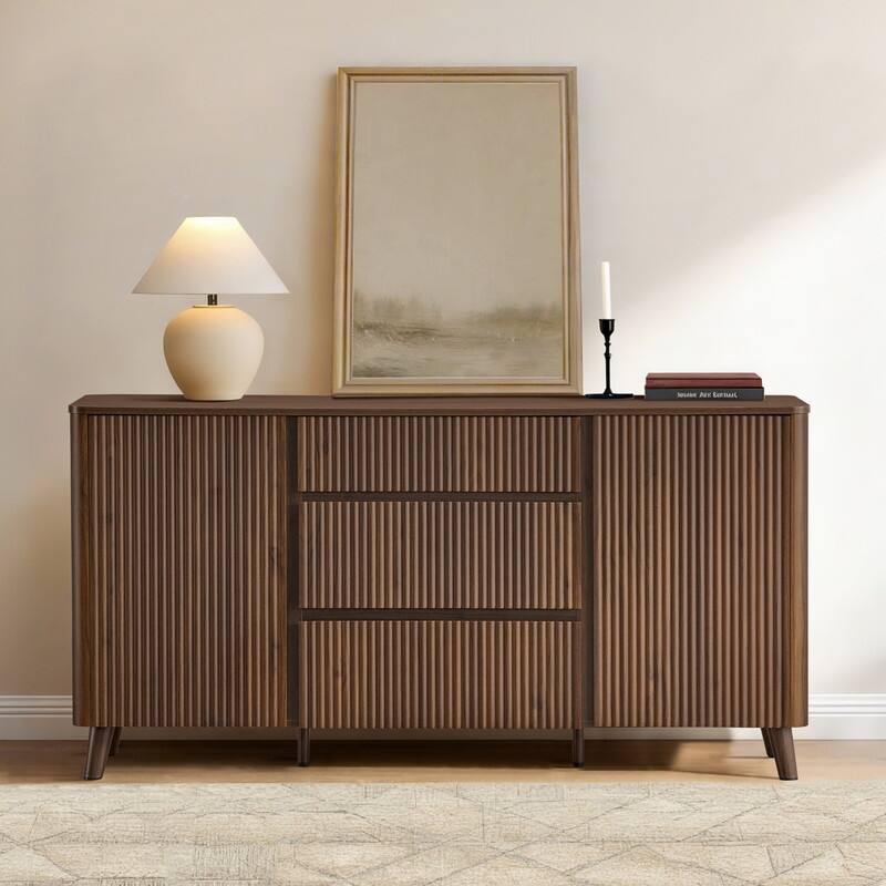 Spruce & Spring 62-Inch Sideboard Cabinet Modern Buffet Cabinet with Storage