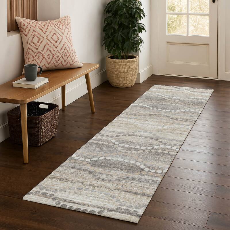Premium Washable Super Soft Pixy Stripes Mayfield Rug - Beige - 2'3" x 7'6"