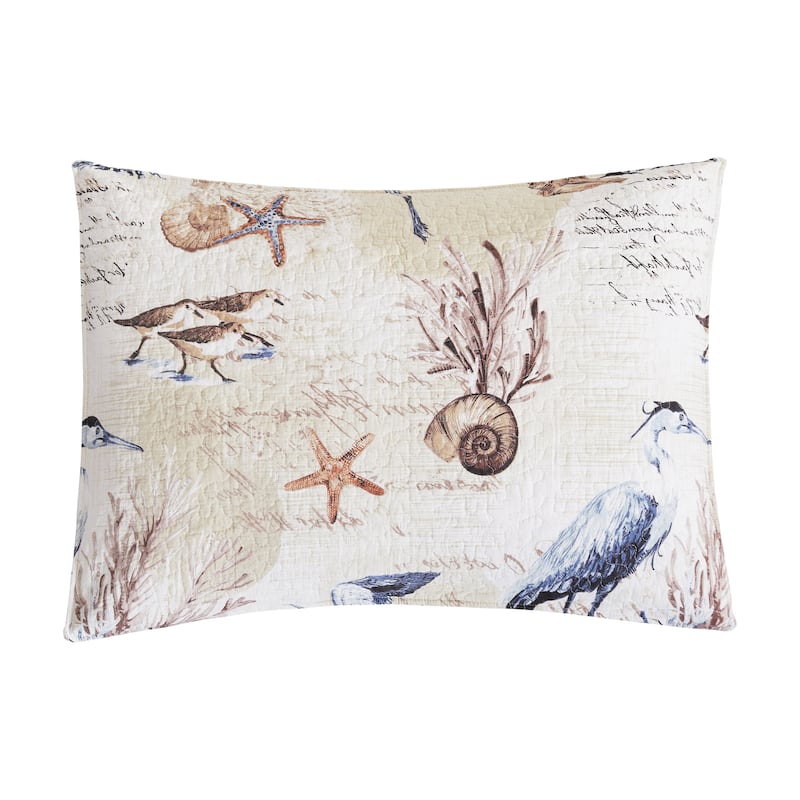 Brunswick Island Beach Coastal Cotton Quilt Set - Reversible and Machine Washable