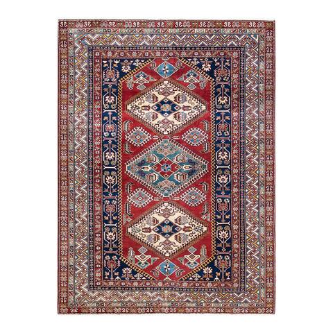 Tribal, One-of-a-Kind Hand-Knotted Area Rug - Orange, 6' 1" x 8' 5" - 6 X 9