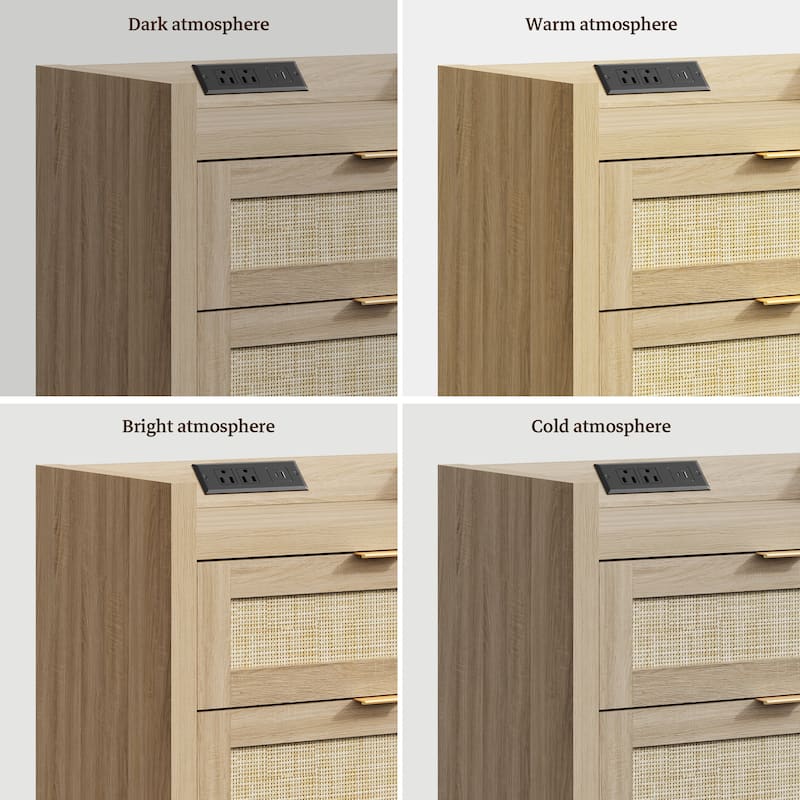 SICOTAS Farmhouse Set of 2 Nightstand with Charging Station and Drawers