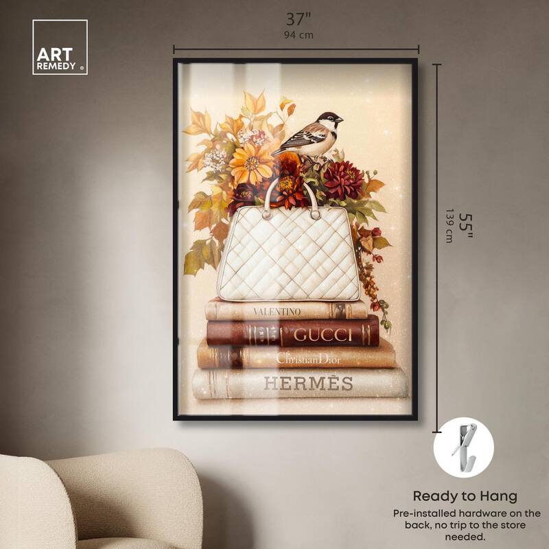Little Bird Fall Flowers Glam Shadowbox by Art Remedy