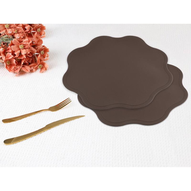 Placemat Set of 6 Faux Leather Placemats for Kitchen Dining Table Decor, Table Placemats Wipeable Table Mat - 15*15in